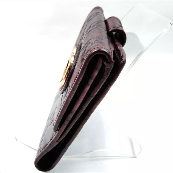 Gucci Burgundy Bifold Wallet Guccissima Lovely Heart French Flap Compact Wallet - Picture 3 of 8